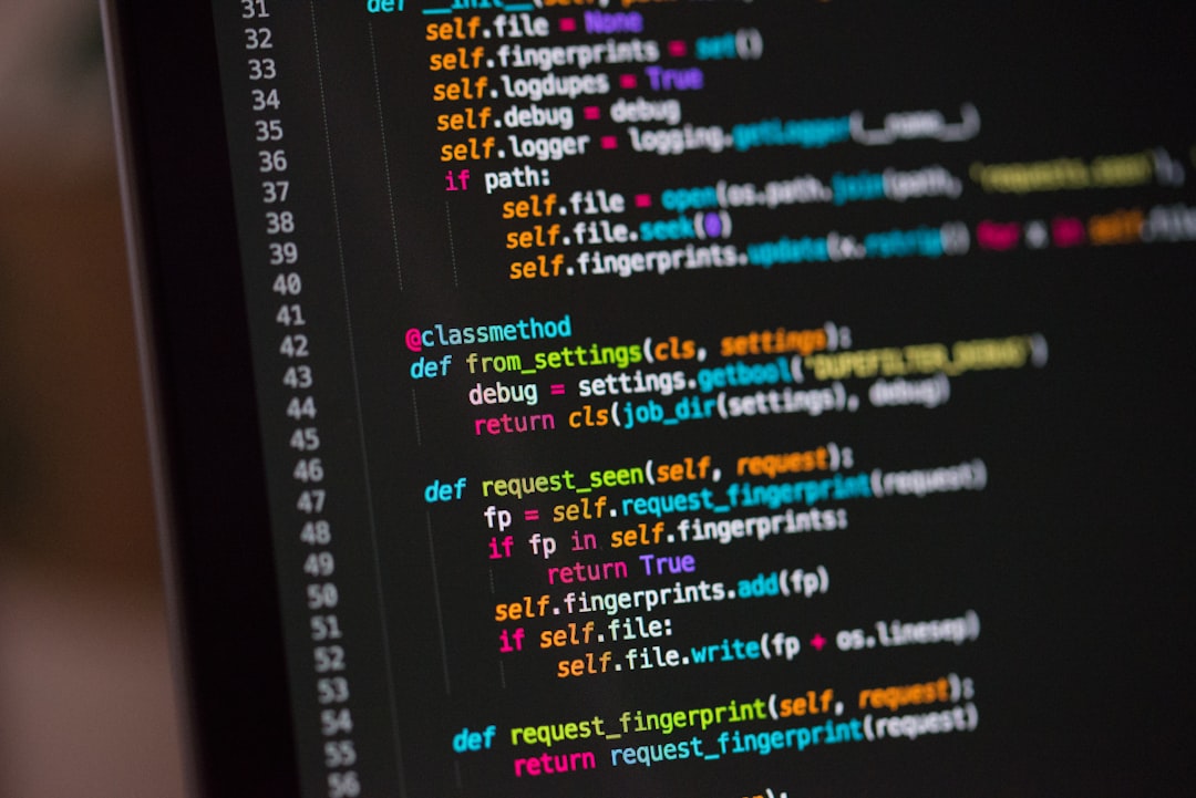 Code editor interface with neon accents